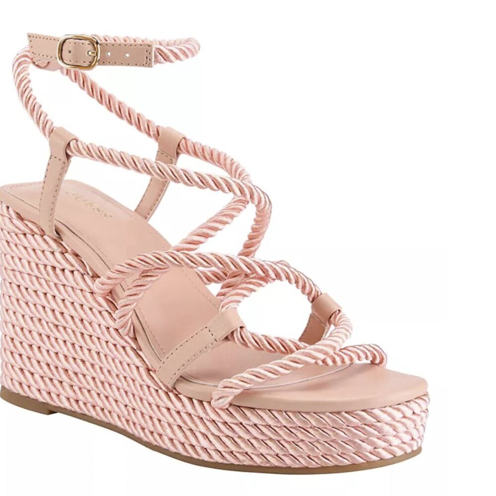 Guess Natesha Rope Espadrille Wedges Petal Pastel Pink Size 7.5 - NWT and IOB - Picture 2 of 4